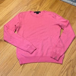 Ralph Lauren black label pink crewneck cashmere sweater size large ***flaws***